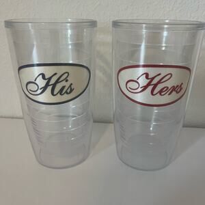 Tervis Tumbler His and Hers 16 oz Hot Cold Cups Married Engaged Discontinued